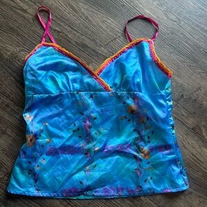 Jane Doe Vibrant Blue Floral Kids Tank Top Medium